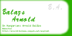 balazs arnold business card